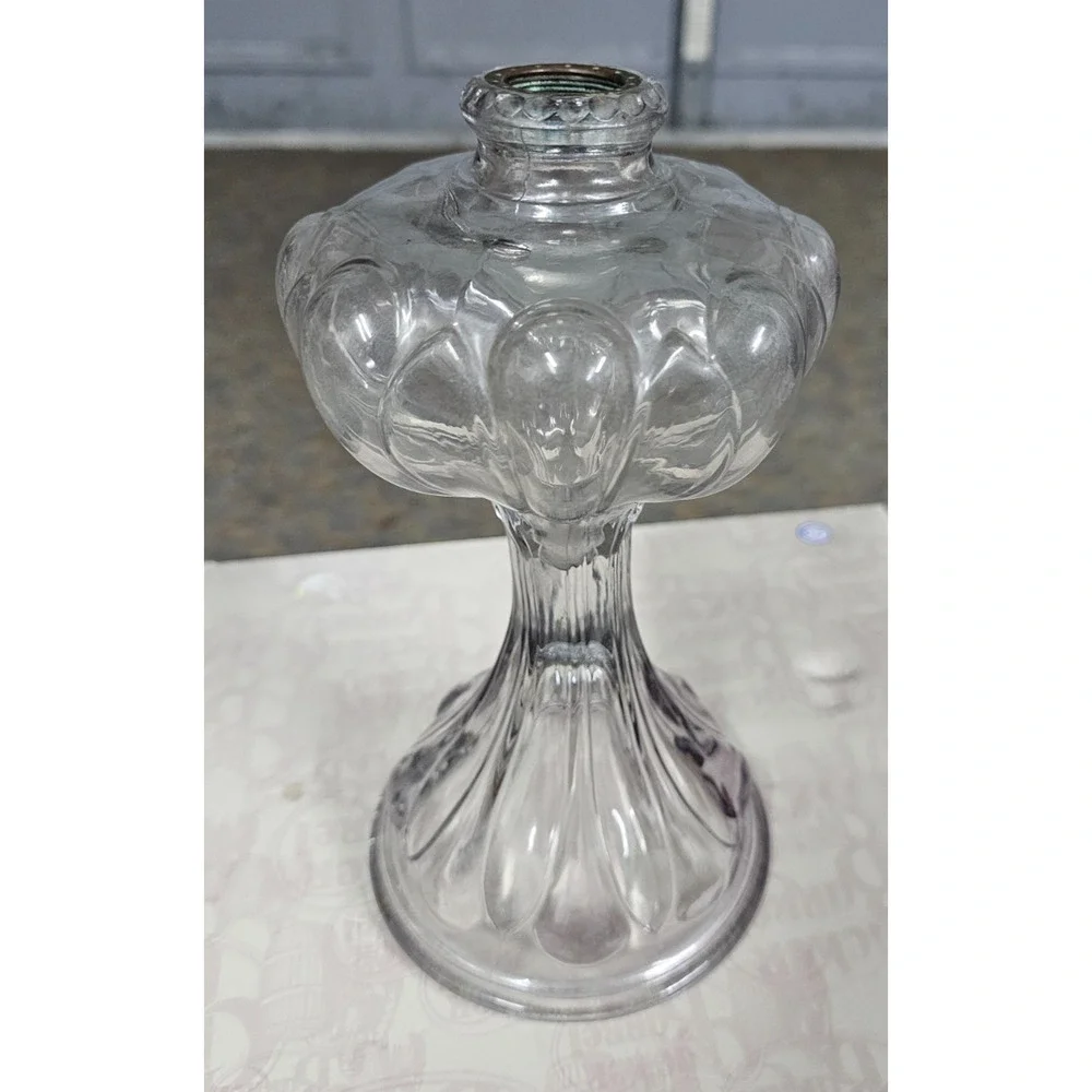 RARE Antique EAPG Oil Lamp Amethyst Unusual Pattern 9